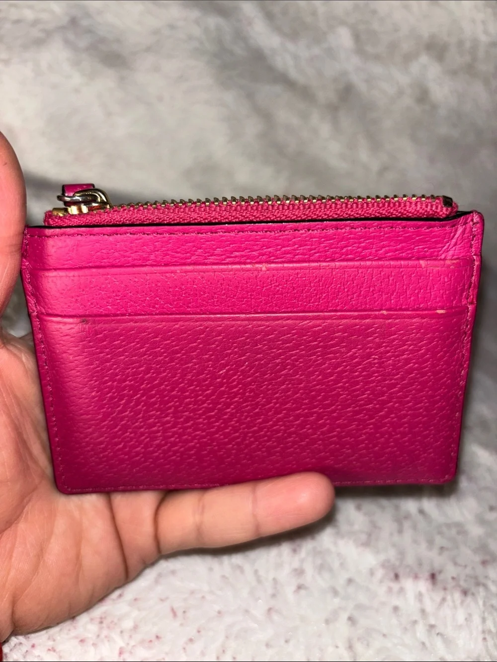 kate spade Fuchsia Leather Zip Card Wallet